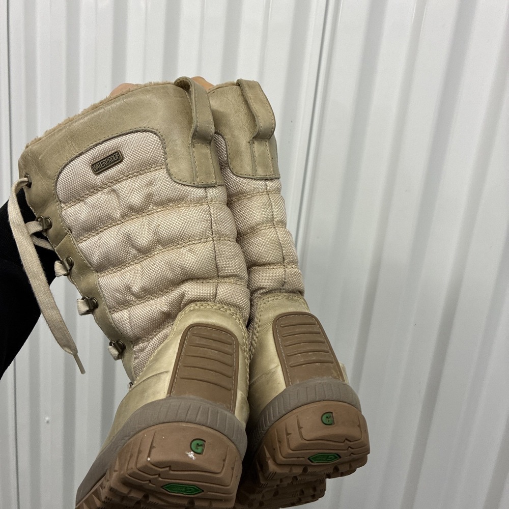TIMBERLAND 21647 WINTER BOOTS WOMEN'S LEATHER/FABRIC CAMPING BEIGE - Size US 6M - Picture 4 of 15